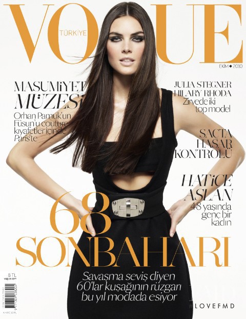 Hilary Rhoda featured on the Vogue Turkey cover from October 2010
