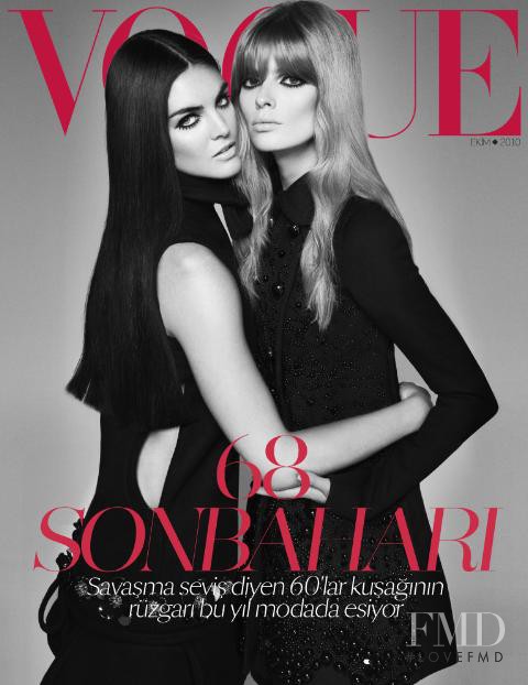 Julia Stegner, Hilary Rhoda featured on the Vogue Turkey cover from October 2010