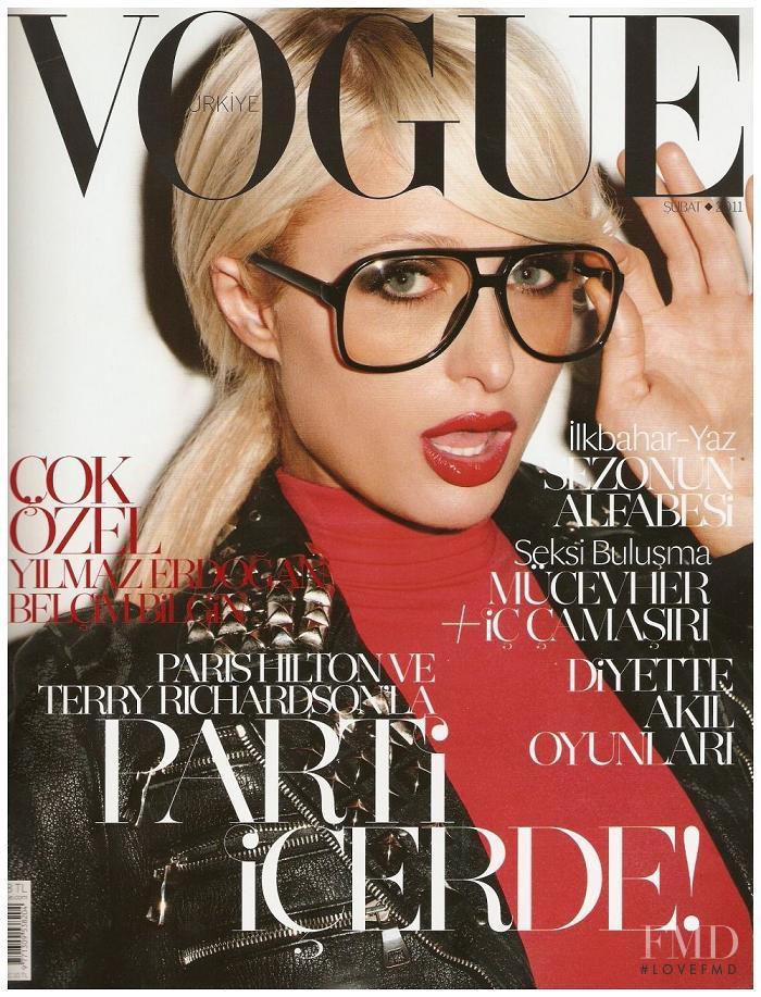 Paris Hilton featured on the Vogue Turkey cover from February 2011