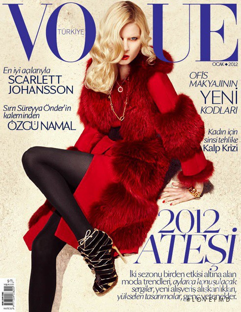 Elsa Sylvan featured on the Vogue Turkey cover from January 2012