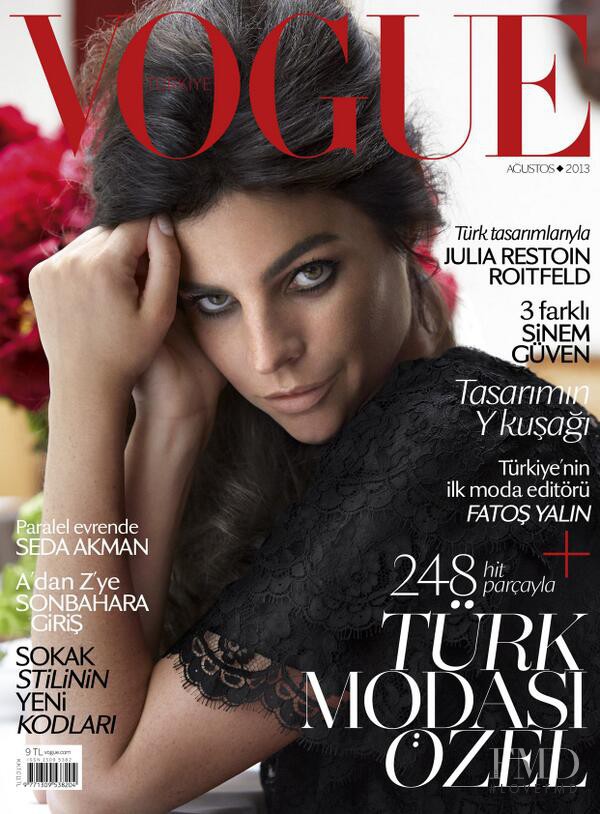 Julia Restoin Roitfeld featured on the Vogue Turkey cover from August 2013