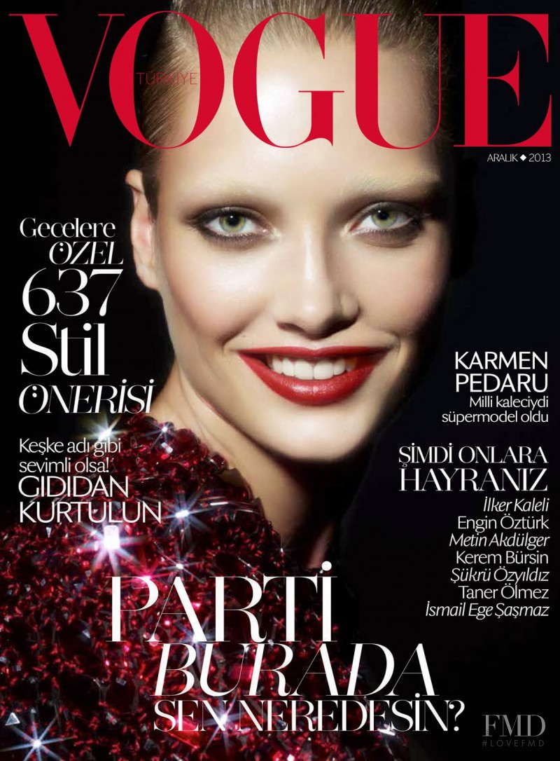 Karmen Pedaru featured on the Vogue Turkey cover from December 2013