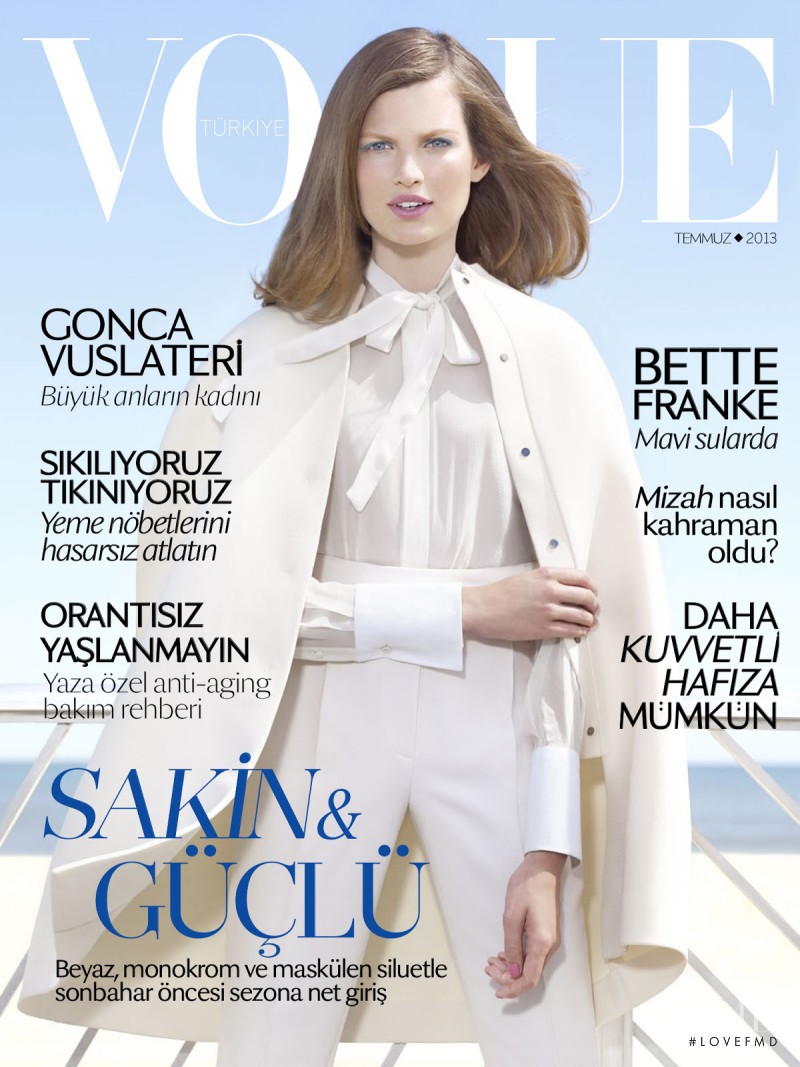 Bette Franke featured on the Vogue Turkey cover from July 2013