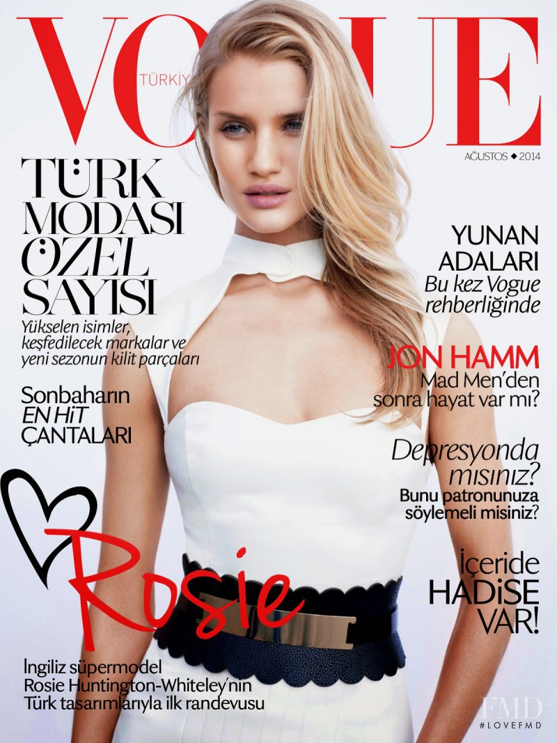Rosie Huntington-Whiteley featured on the Vogue Turkey cover from August 2014