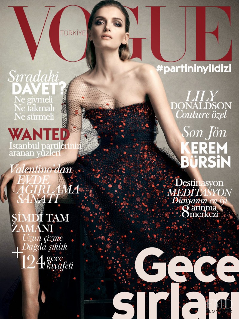 Lily Donaldson featured on the Vogue Turkey cover from December 2014