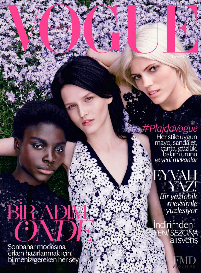 Jeneil Williams, Katlin Aas, Devon Windsor featured on the Vogue Turkey cover from July 2014
