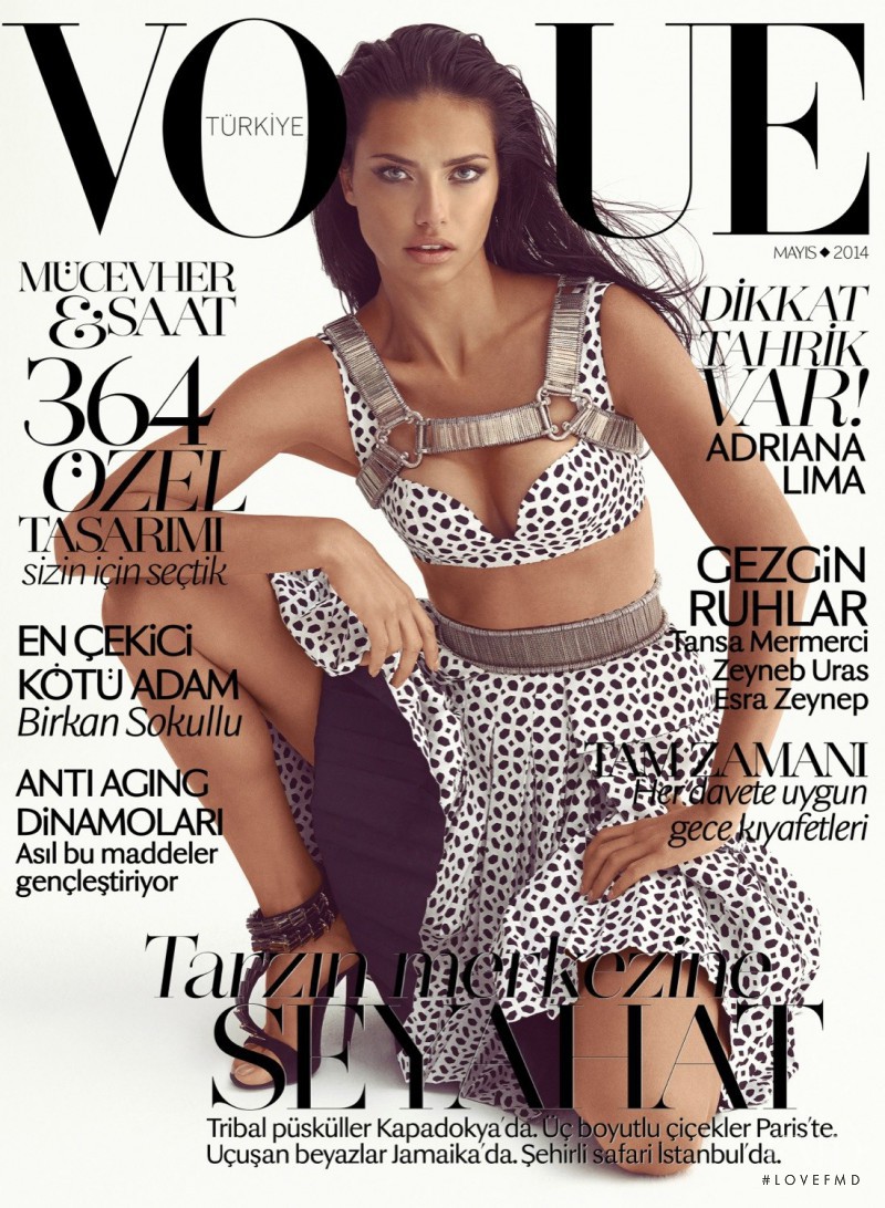 Adriana Lima featured on the Vogue Turkey cover from May 2014