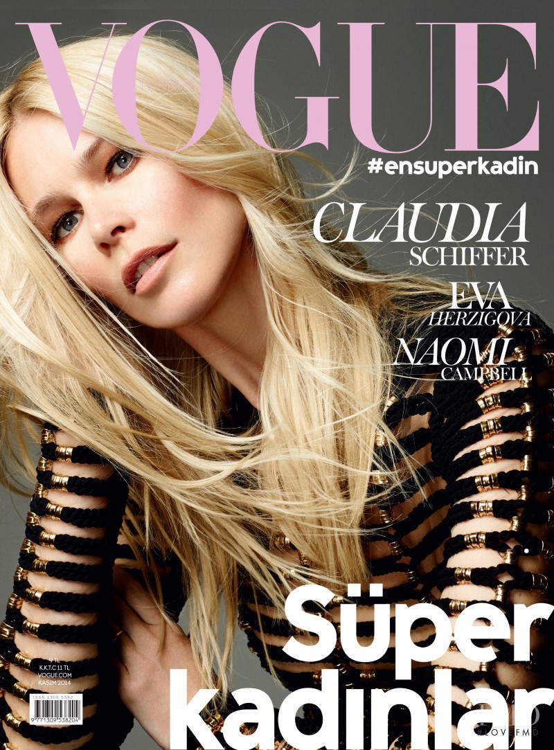 Claudia Schiffer featured on the Vogue Turkey cover from November 2014