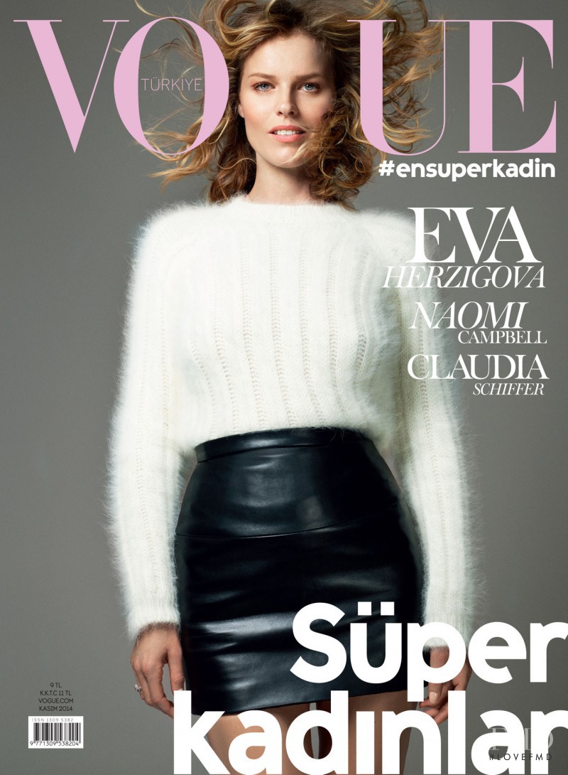 Eva Herzigova featured on the Vogue Turkey cover from November 2014