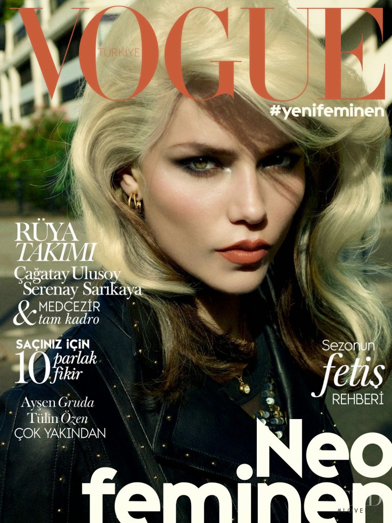 Natasha Poly featured on the Vogue Turkey cover from October 2014