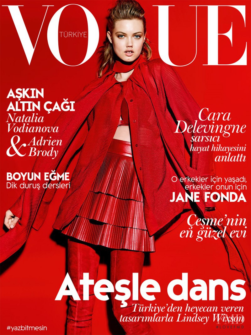 Lindsey Wixson featured on the Vogue Turkey cover from August 2015