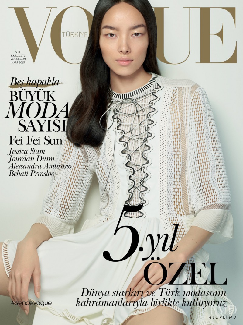 Fei Fei Sun featured on the Vogue Turkey cover from March 2015