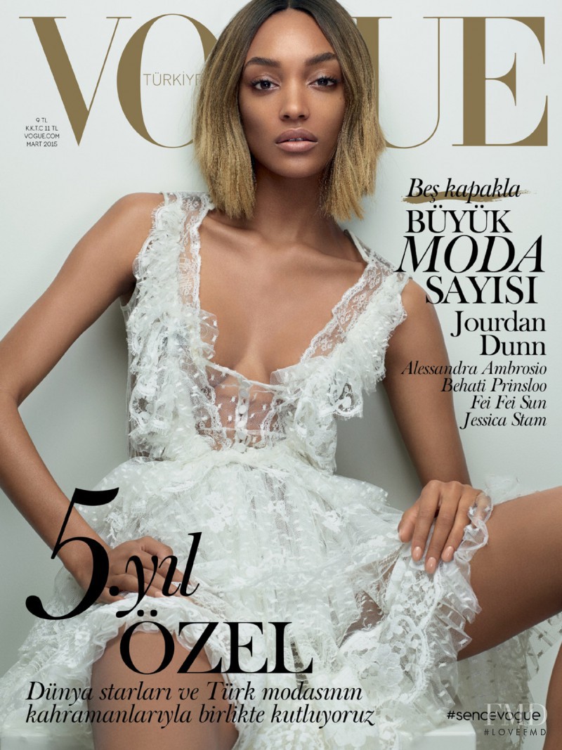 Jourdan Dunn featured on the Vogue Turkey cover from March 2015