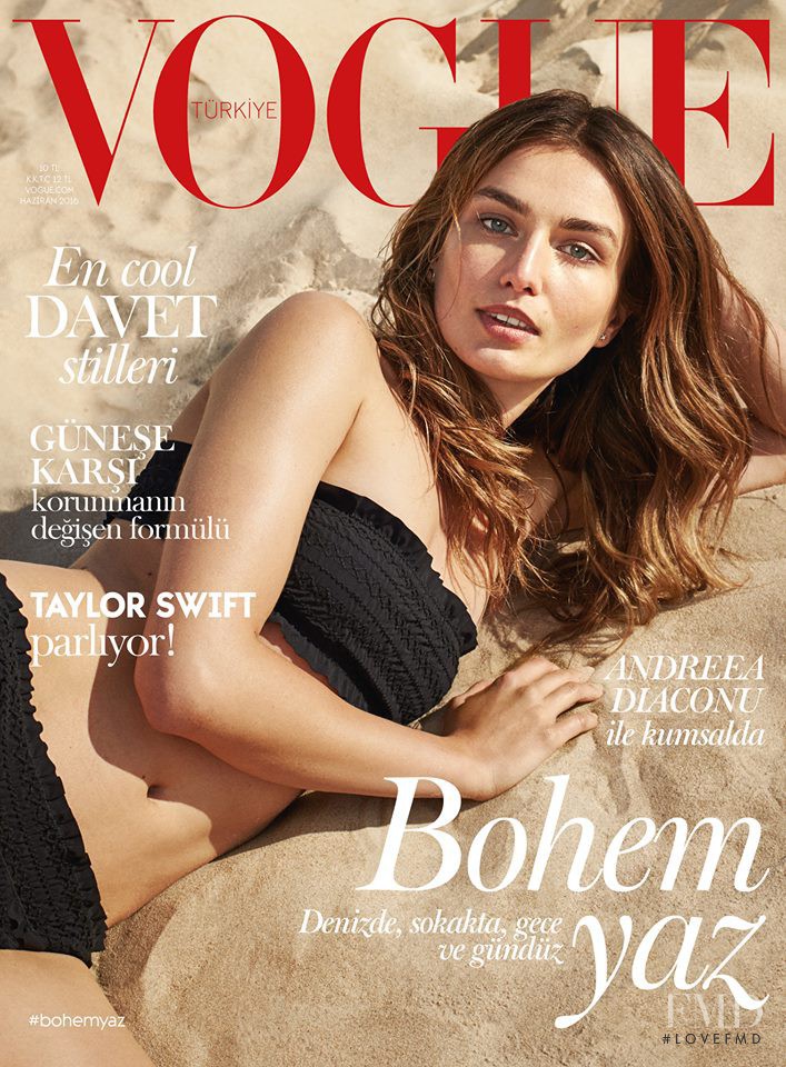 Andreea Diaconu featured on the Vogue Turkey cover from June 2016
