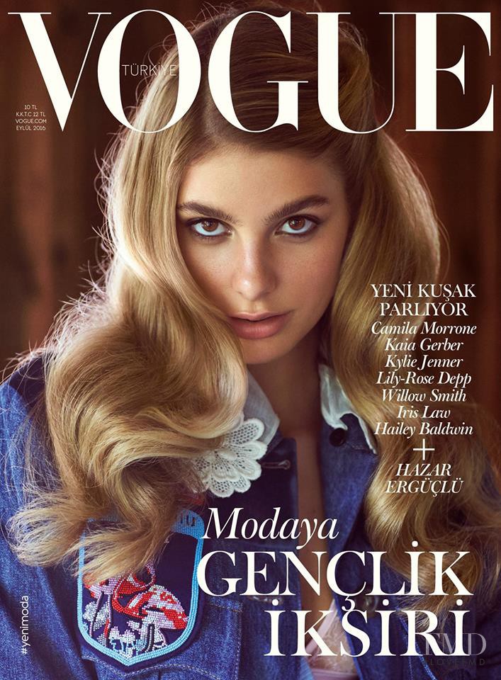 Camila Morrone featured on the Vogue Turkey cover from September 2016