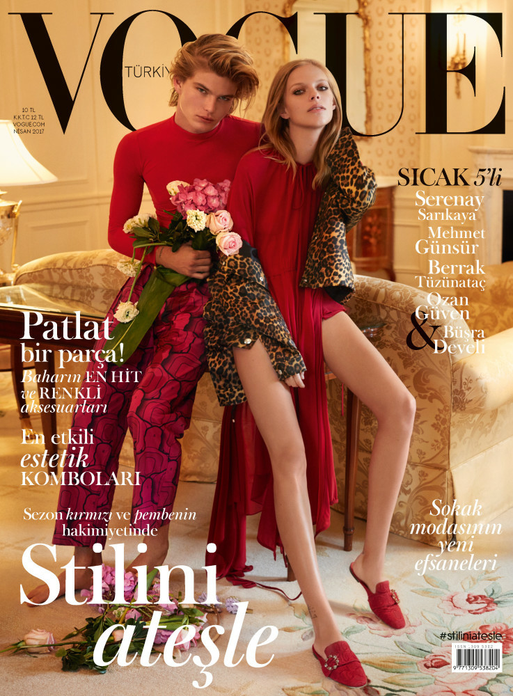 Lexi Boling, Jordan Barrett featured on the Vogue Turkey cover from April 2017