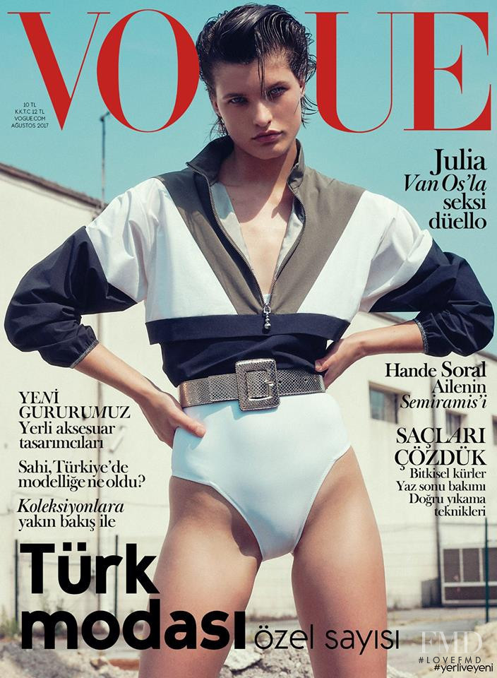 Julia van Os featured on the Vogue Turkey cover from August 2017