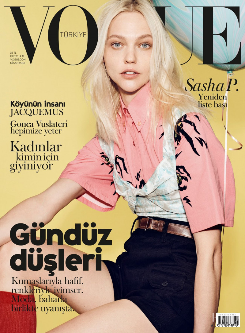 Sasha Pivovarova featured on the Vogue Turkey cover from April 2018