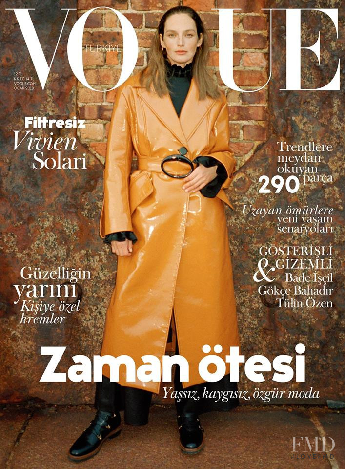 Vivien Solari featured on the Vogue Turkey cover from January 2018