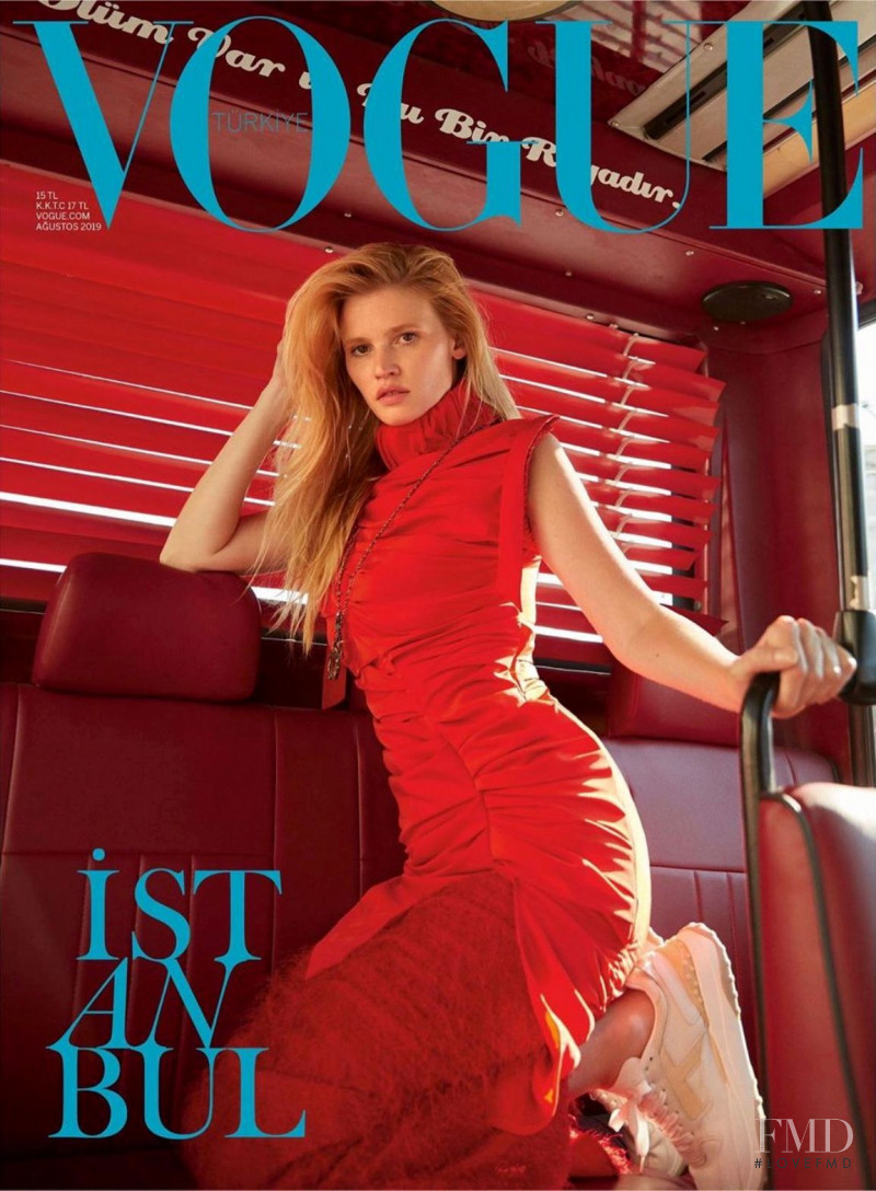 Lara Stone featured on the Vogue Turkey cover from August 2019