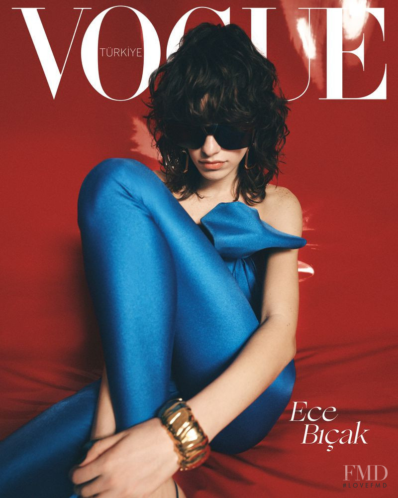 Ece Bicak featured on the Vogue Turkey cover from April 2022