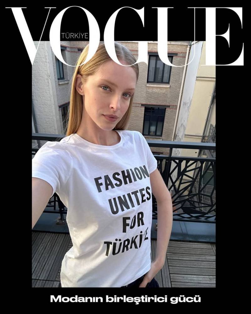 Abby Champion featured on the Vogue Turkey cover from March 2023