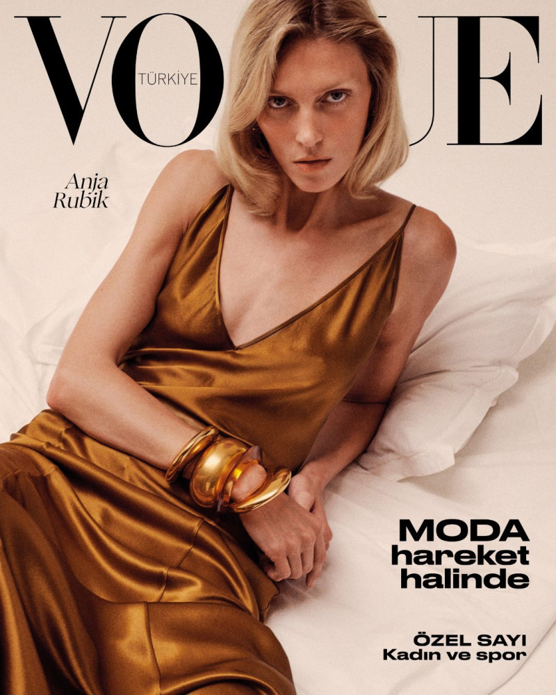 Anja Rubik featured on the Vogue Turkey cover from July 2024