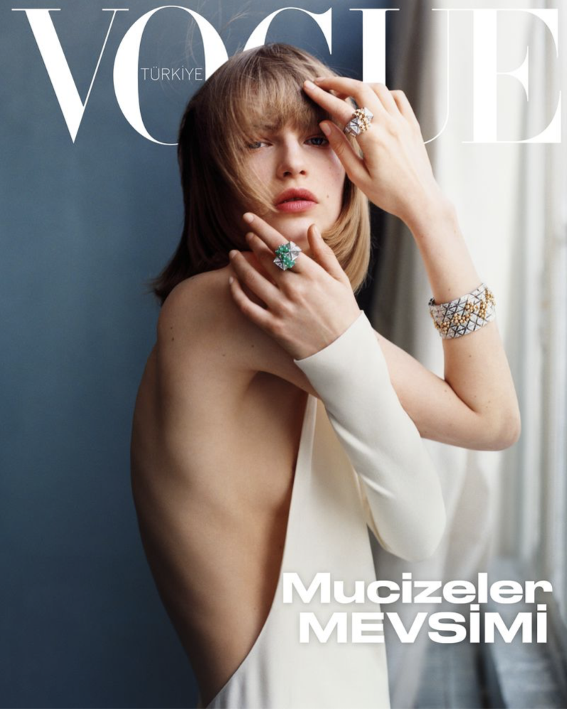 Aivita Muze featured on the Vogue Turkey cover from January 2025