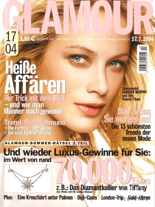 Carolyn Murphy featured on the Glamour Germany cover from July 2004