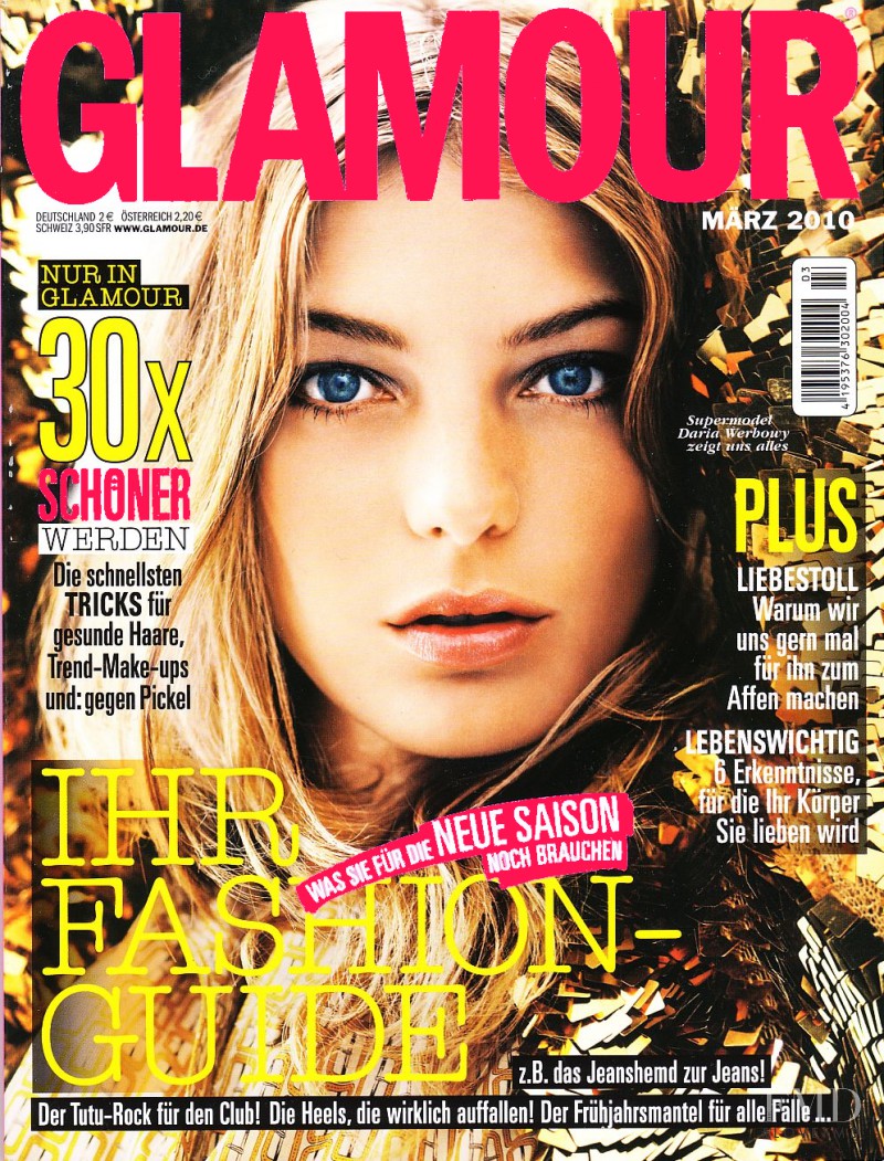 Daria Werbowy featured on the Glamour Germany cover from March 2010