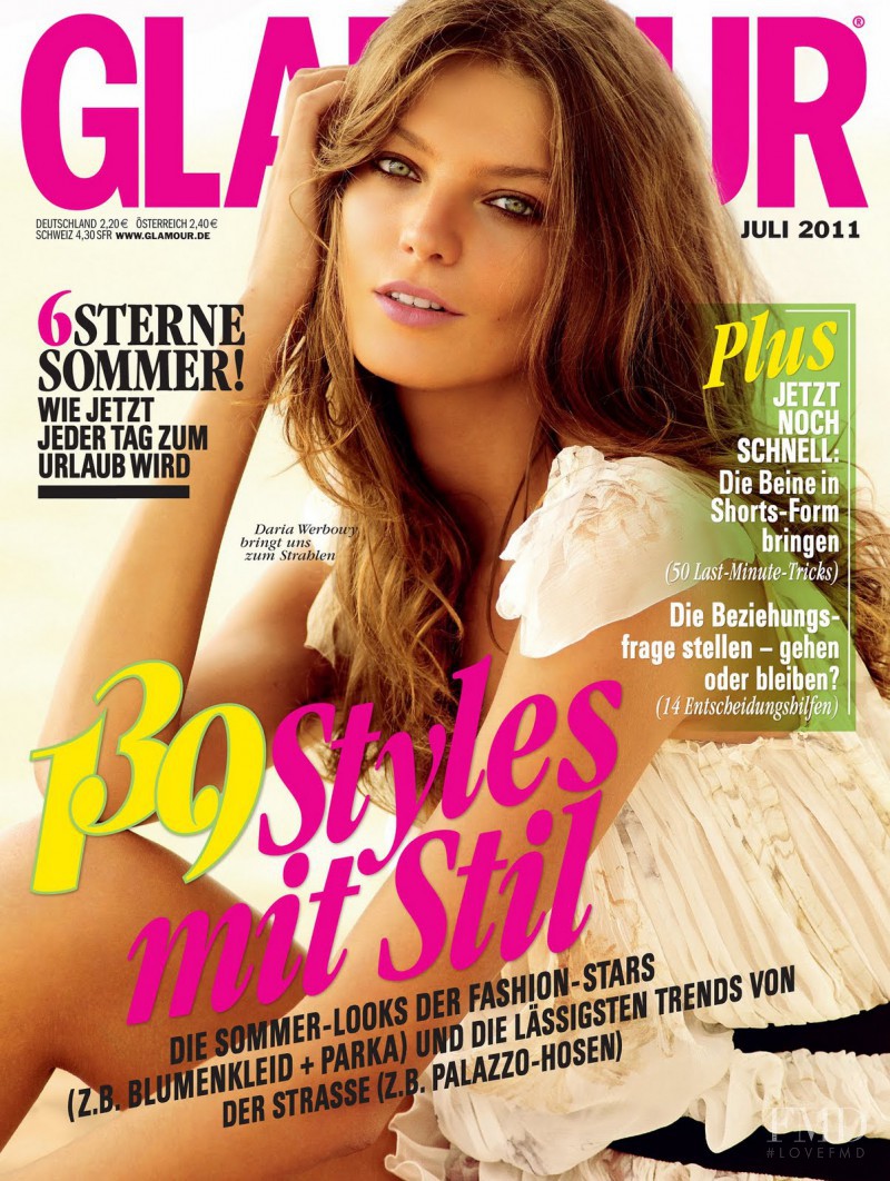 Daria Werbowy featured on the Glamour Germany cover from July 2011