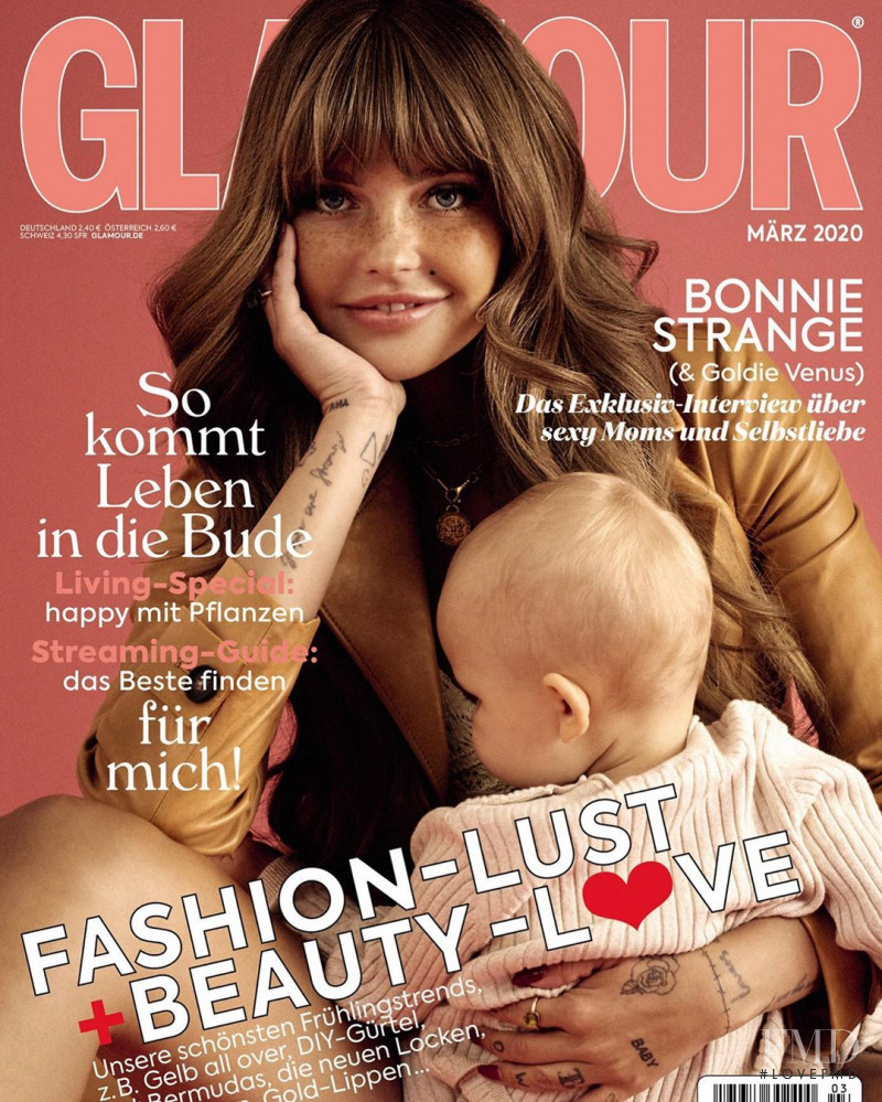 Bonnie Strange featured on the Glamour Germany cover from March 2020
