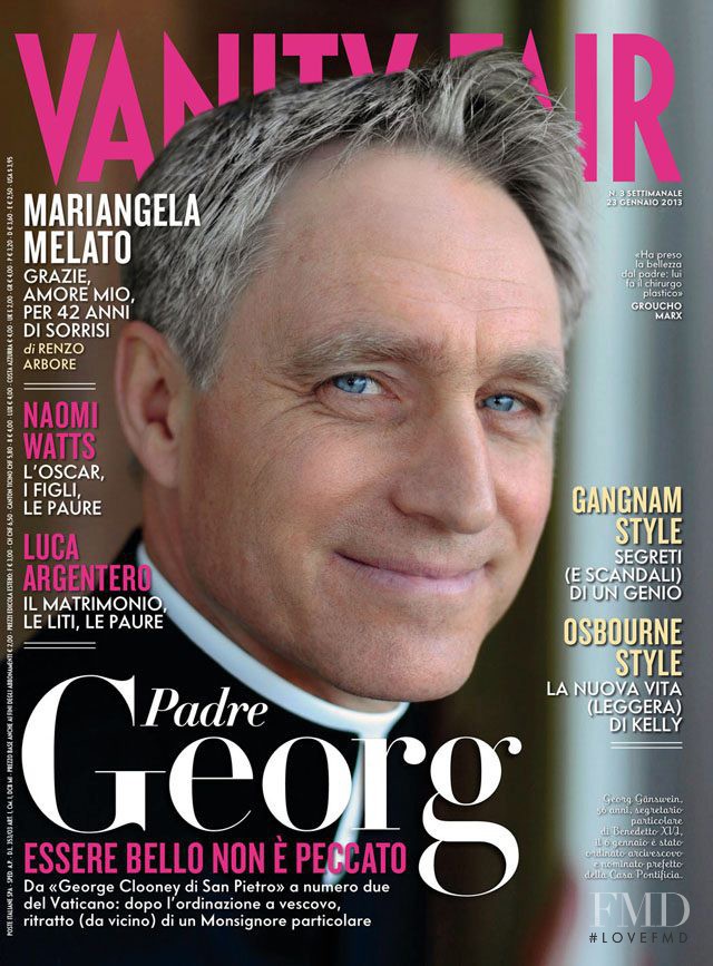 Padre Georg featured on the Vanity Fair Italy cover from January 2013