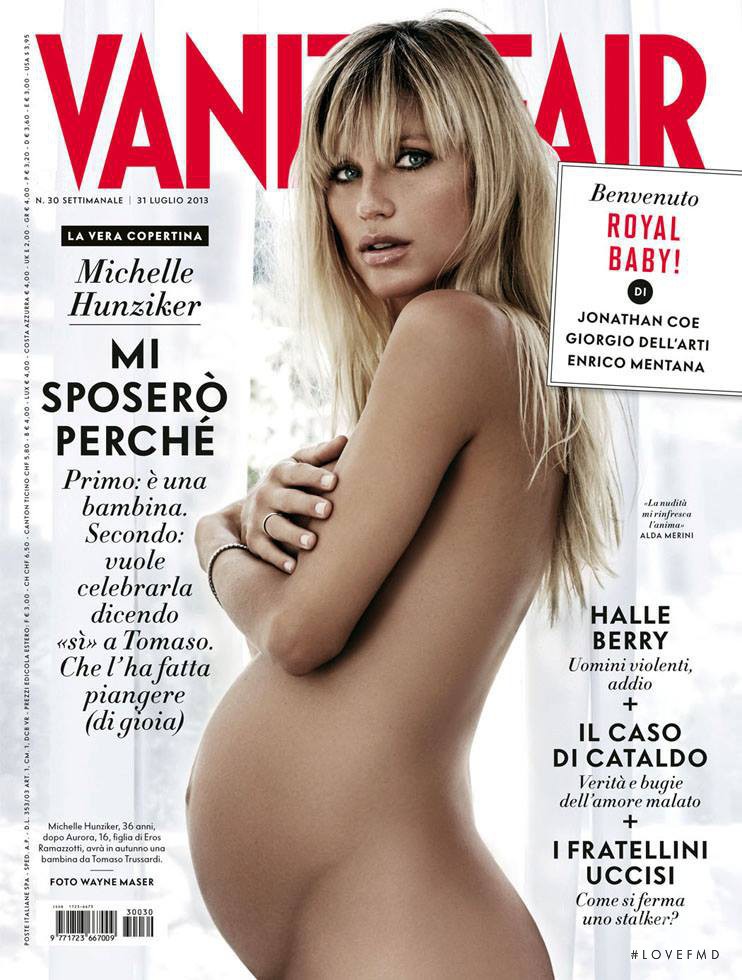 Michelle Hunziker featured on the Vanity Fair Italy cover from July 2013