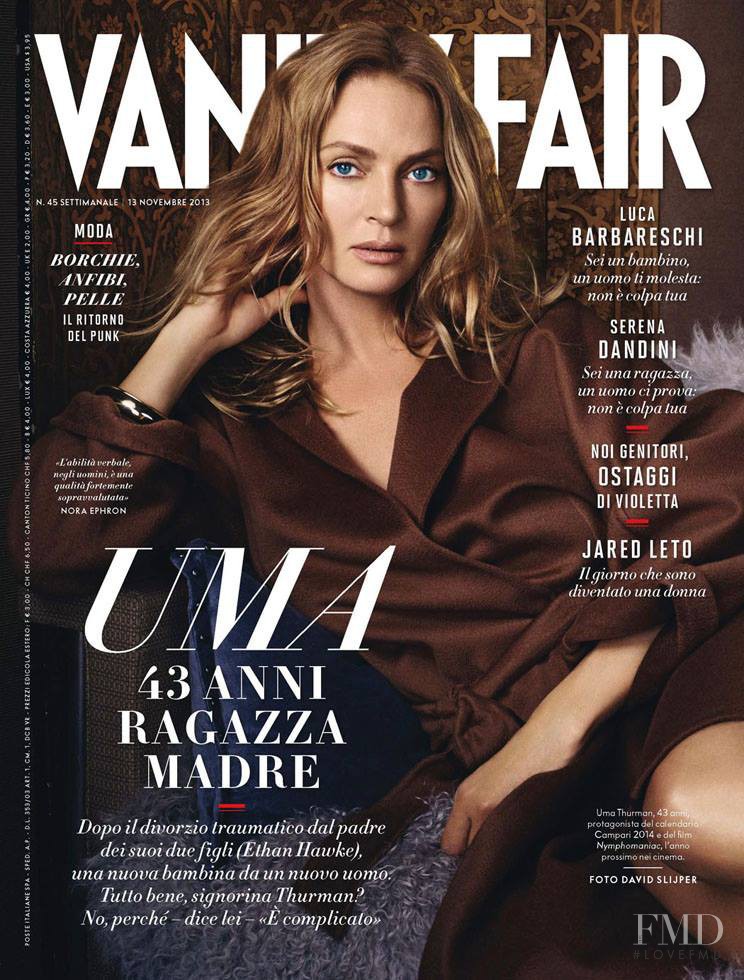 Uma Thurman featured on the Vanity Fair Italy cover from November 2013