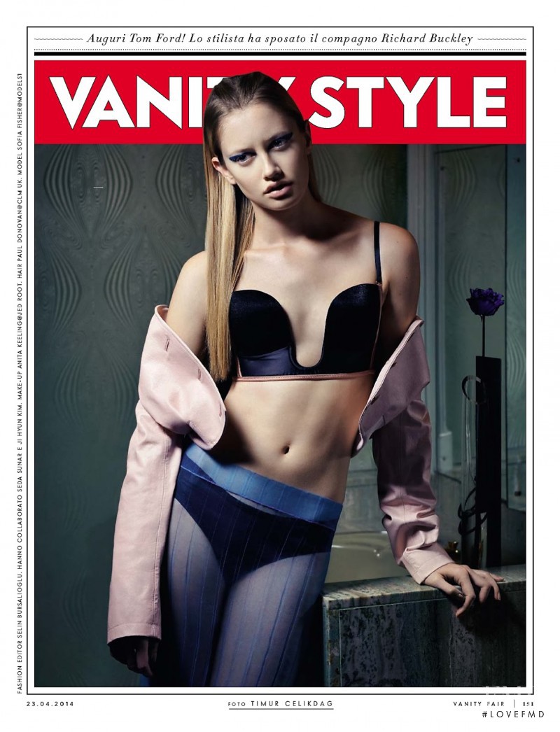 Sofia Fisher featured on the Vanity Fair Italy cover from April 2014