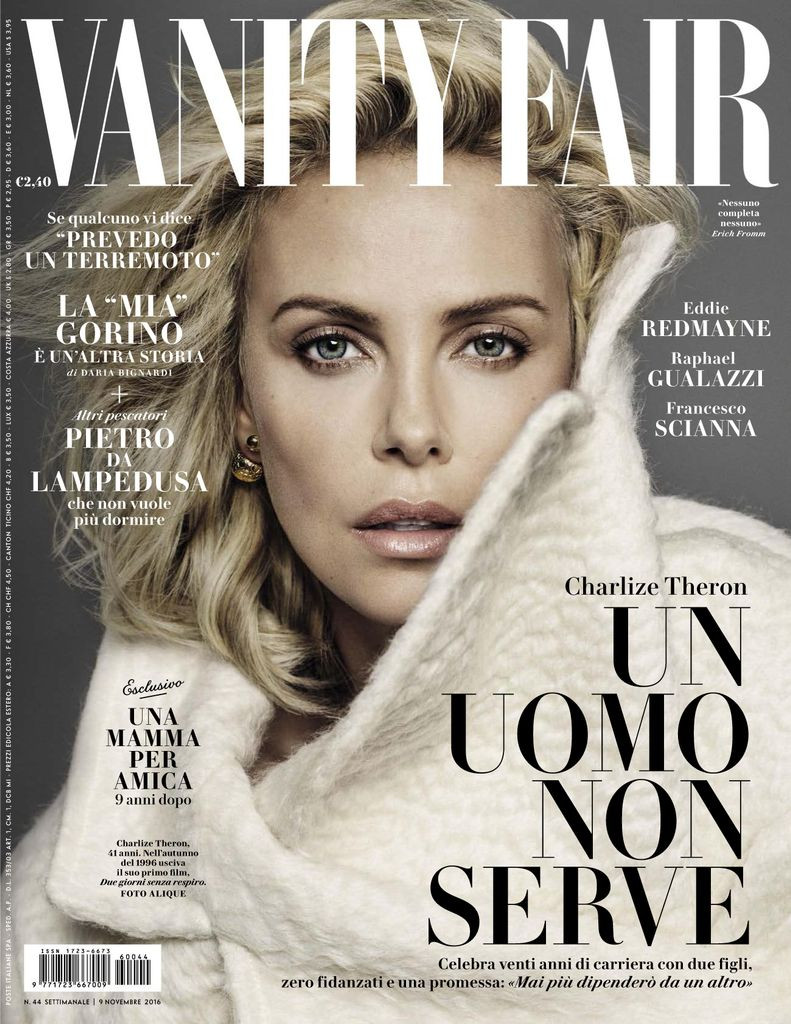 Charlize Theron featured on the Vanity Fair Italy cover from November 2016