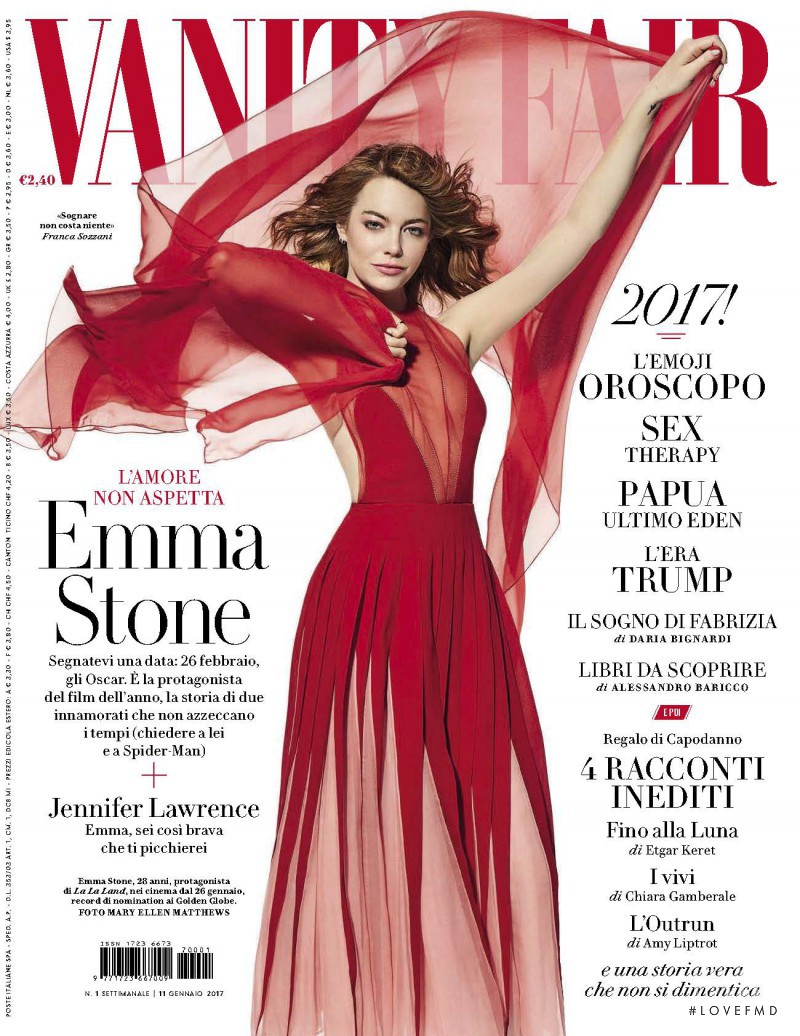 Emma Stone featured on the Vanity Fair Italy cover from January 2017