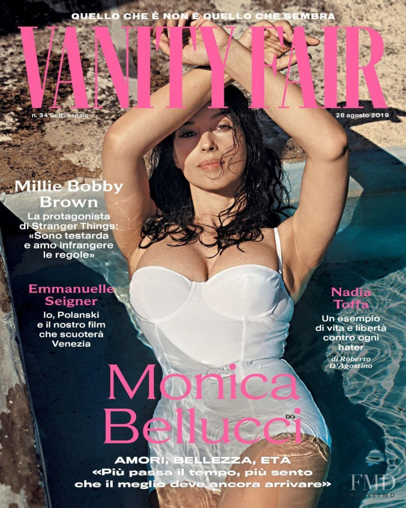 Monica Bellucci featured on the Vanity Fair Italy cover from August 2019