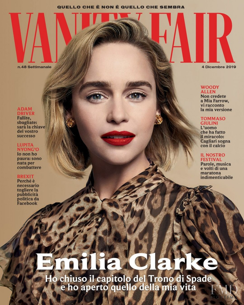 Emilia Clarke featured on the Vanity Fair Italy cover from December 2019