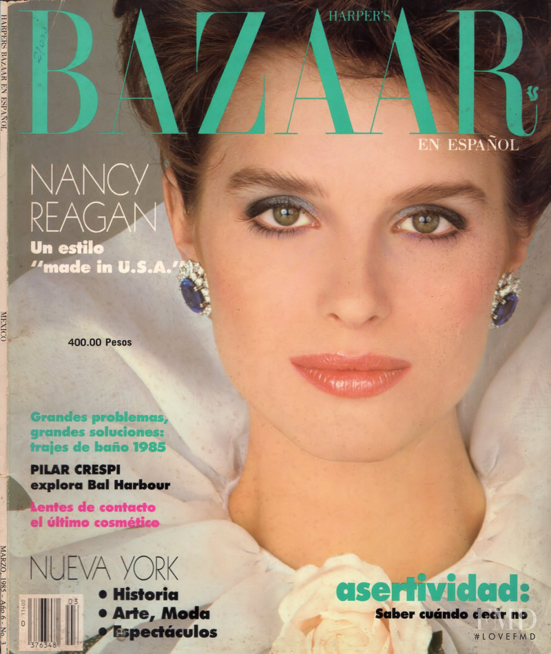 Jacki Adams featured on the Harper\'s Bazaar Mexico cover from March 1985