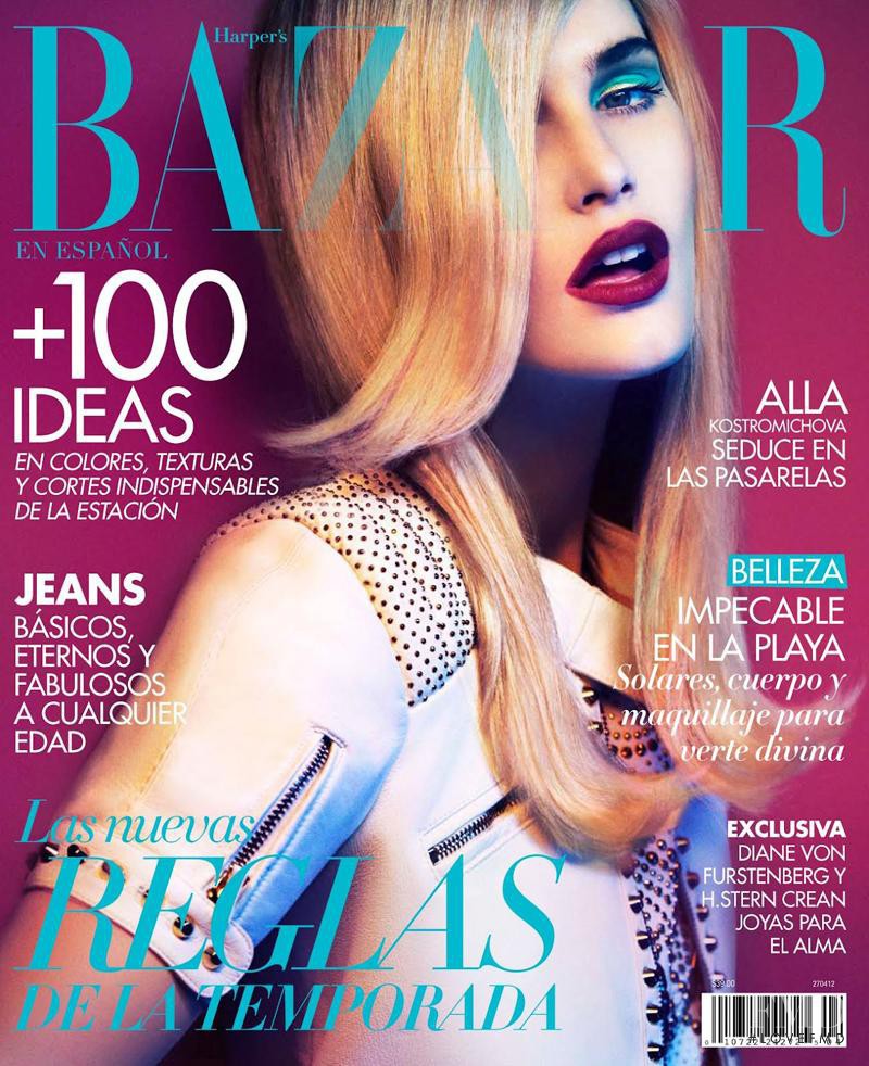 Alla Kostromicheva featured on the Harper\'s Bazaar Mexico cover from April 2012