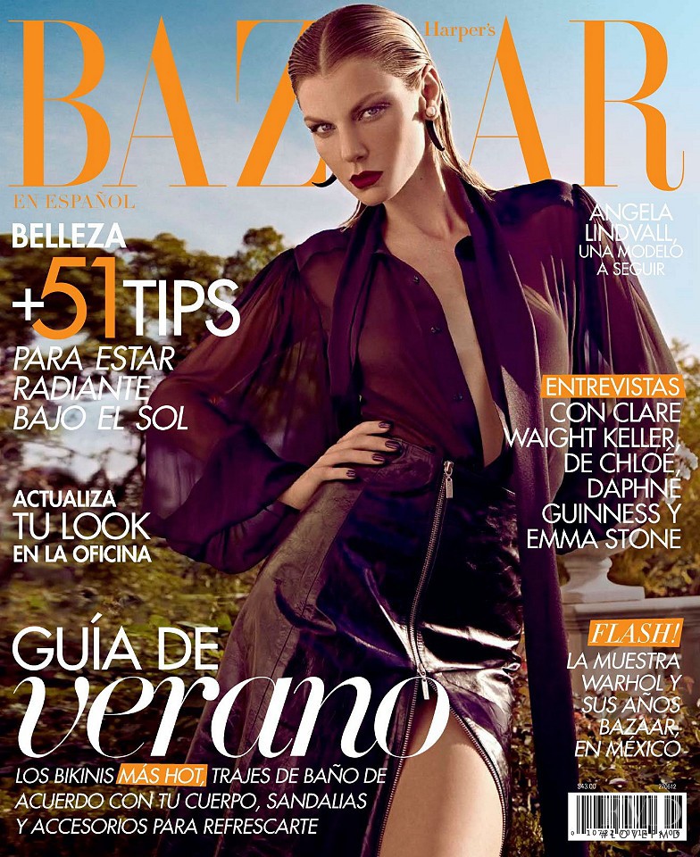 Angela Lindvall featured on the Harper\'s Bazaar Mexico cover from June 2012