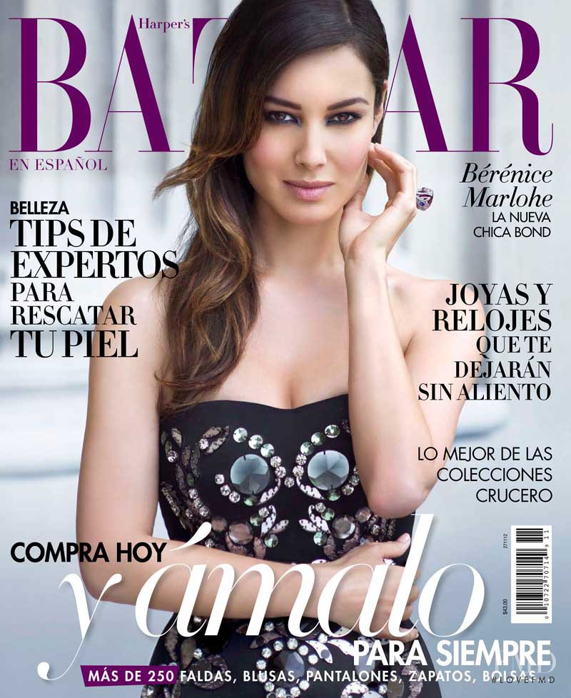 Bérénice Marlohe featured on the Harper\'s Bazaar Mexico cover from November 2012