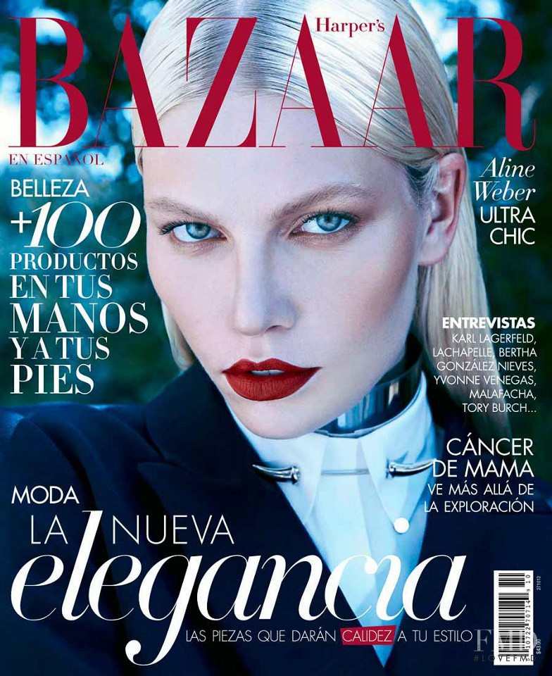 Aline Weber featured on the Harper\'s Bazaar Mexico cover from October 2012