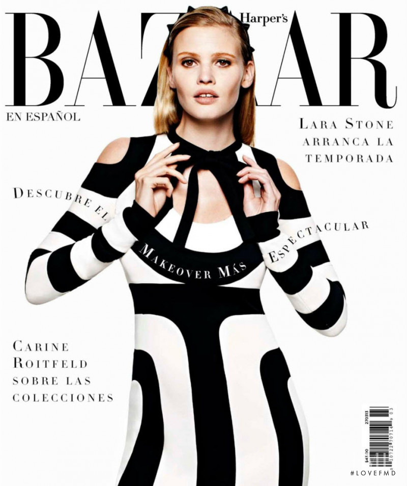Lara Stone featured on the Harper\'s Bazaar Mexico cover from March 2013
