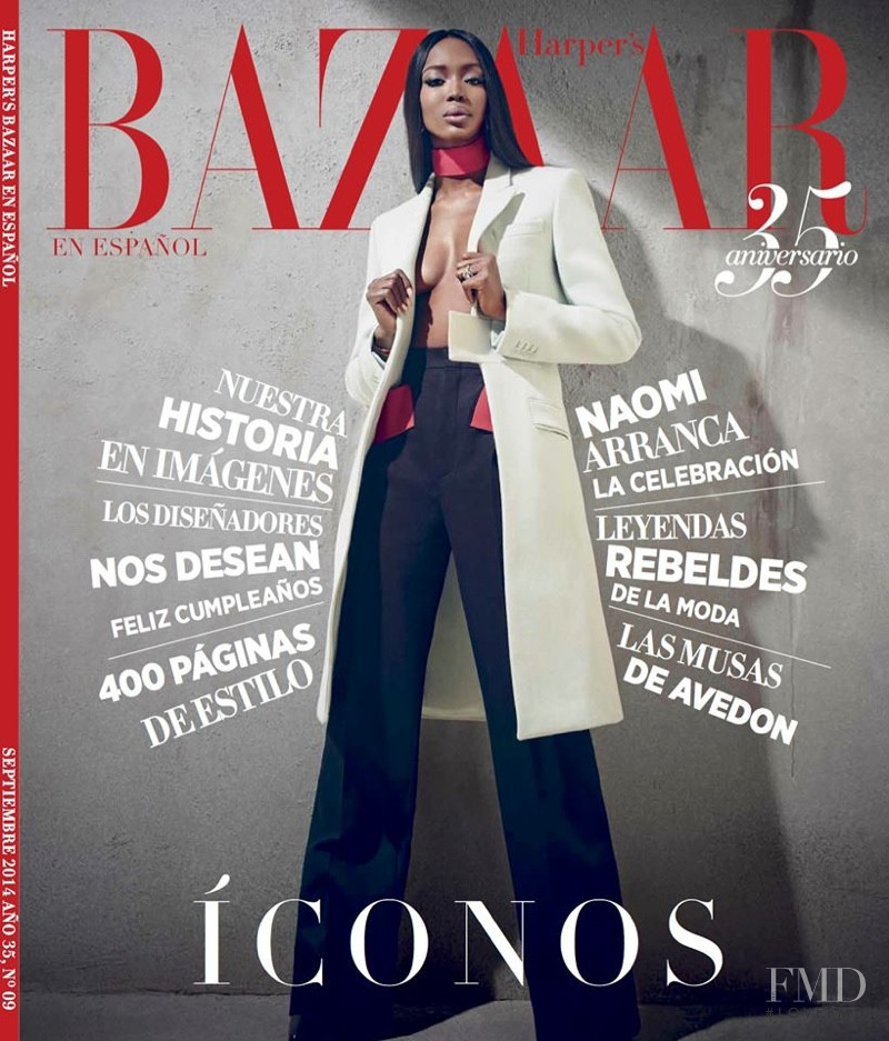 Naomi Campbell featured on the Harper\'s Bazaar Mexico cover from September 2014