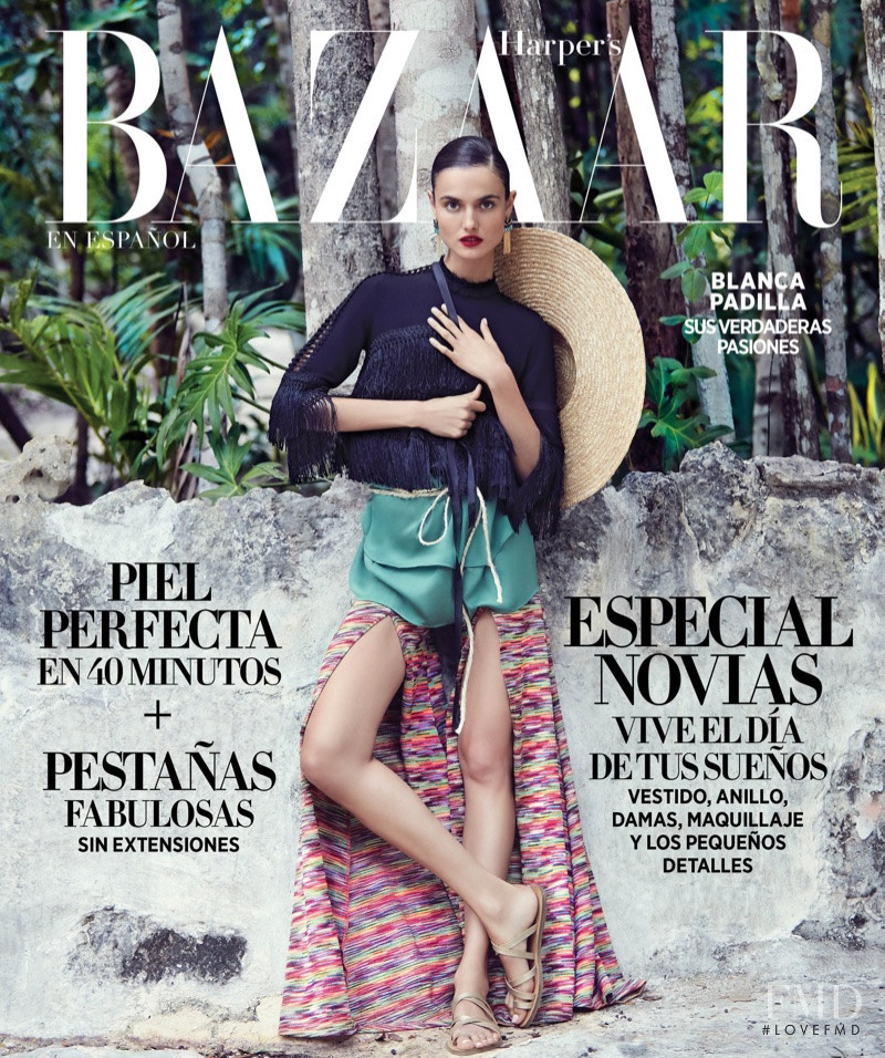 Blanca Padilla featured on the Harper\'s Bazaar Mexico cover from April 2018