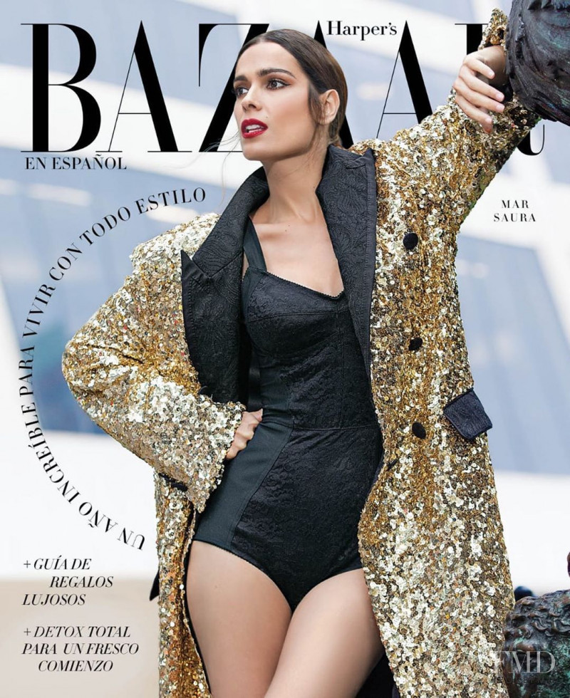 Mar Saura featured on the Harper\'s Bazaar Mexico cover from December 2019