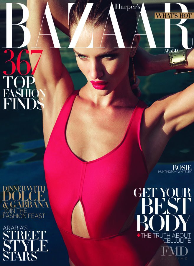 Rosie Huntington-Whiteley featured on the Harper\'s Bazaar Arabia cover from April 2012